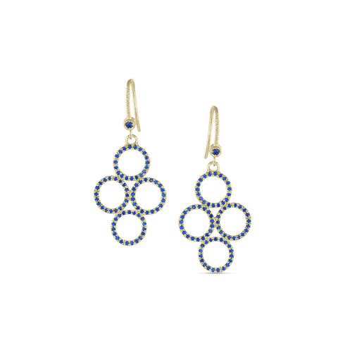 Dominique Cohen large bella earrings, in blue sapphires and yellow gold <span class='visuallyhidden'>Call, text 323-404-2959 for shopping help.</span>